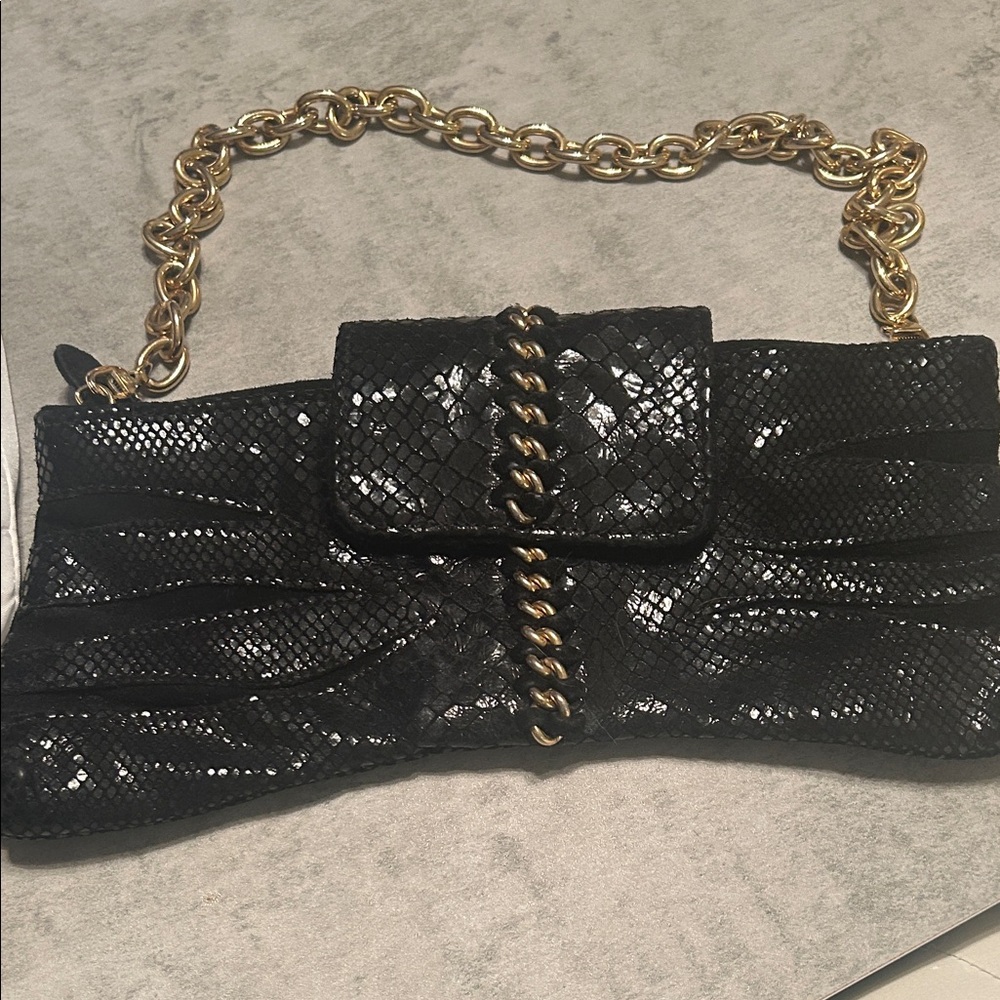 Marciano Black and Gold Chain Clutch